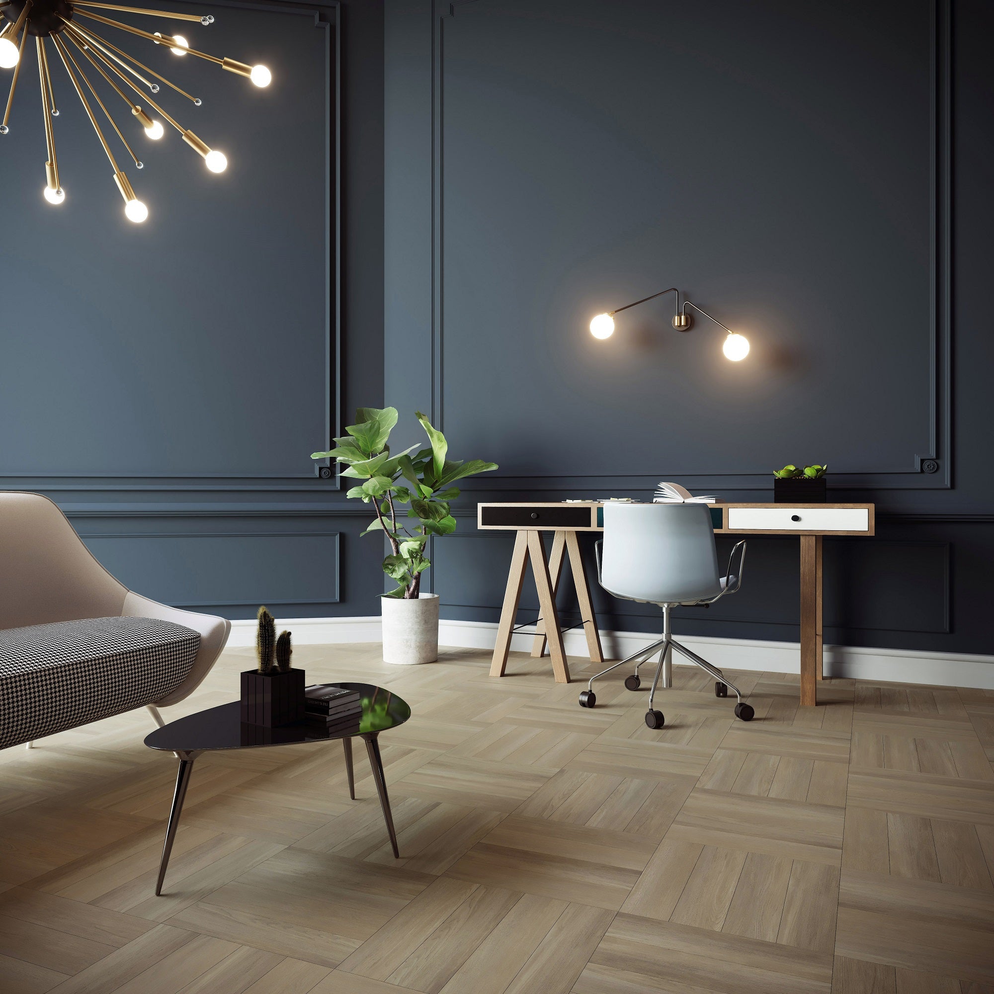 Invictus Maximus New England Oak Parquet Sand Glue Down LVT Flooring - Flooring Monster