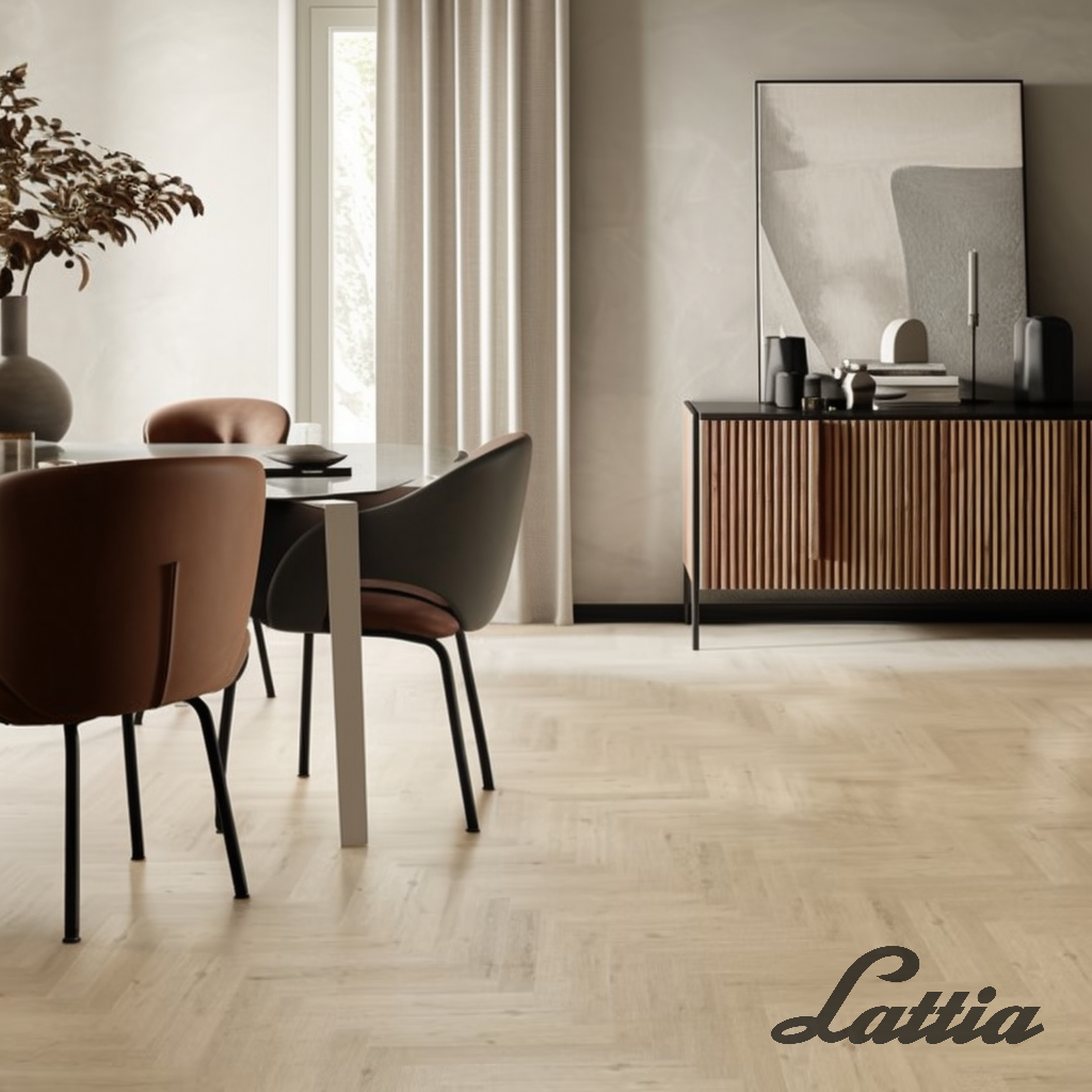 Lattia Vantaa Sunlit Birch Herringbone Glue Down LVT Flooring