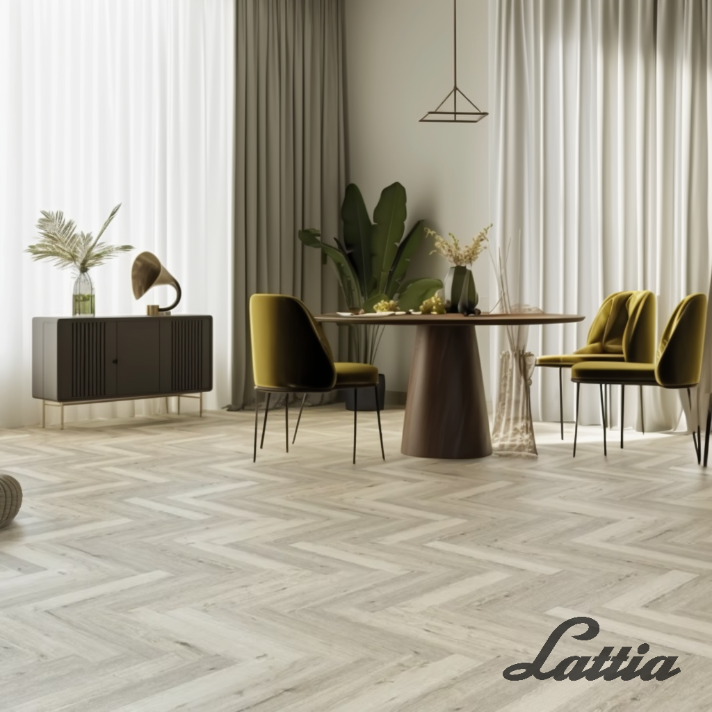 Lattia Vantaa Weimaraner Oak Herringbone Glue Down LVT Flooring