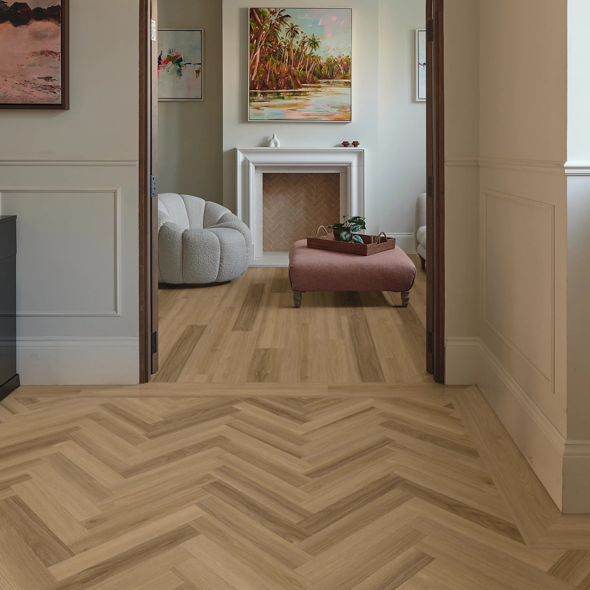 Karndean Palio Essenza Belluno Ash SM-PVP408 Herringbone Glue Down LVT Flooring
