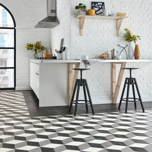 Karndean Kaleidoscope Cubix KAL03 Abstract Geometric Glue Down LVT Flooring