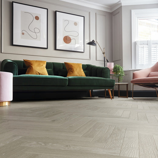 Karndean Art Select Dove Artisan Oak SM-RL30 Herringbone Glue Down LVT Flooring