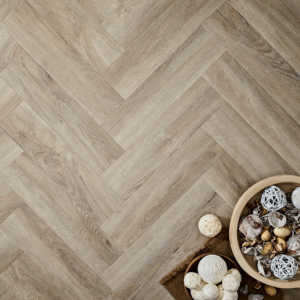 Elements Inspirations Herringbone Limed Oak EIH03 Glue Down LVT Vinyl Flooring