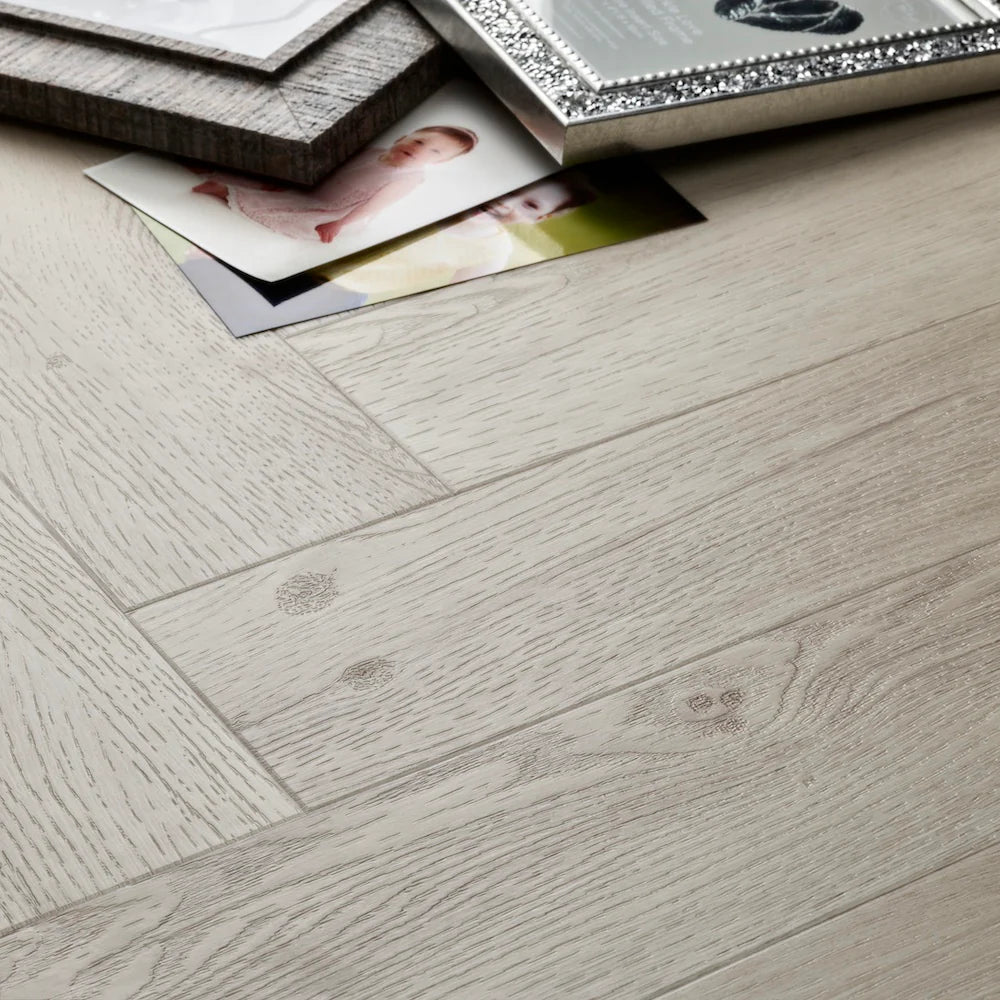 Elements Inspirations Herringbone White Ash EIH11 Glue Down LVT Vinyl Flooring