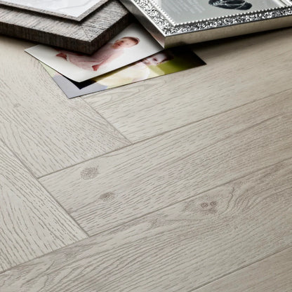 Elements Inspirations Herringbone White Ash EIH11 Glue Down LVT Vinyl Flooring