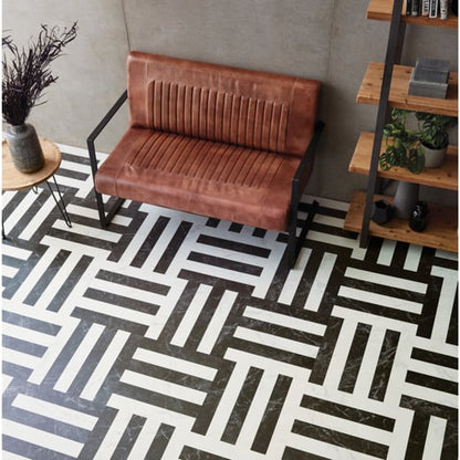 Karndean Knight Tile Midnight Marble SM-ST28 Herringbone Glue Down LVT Flooring