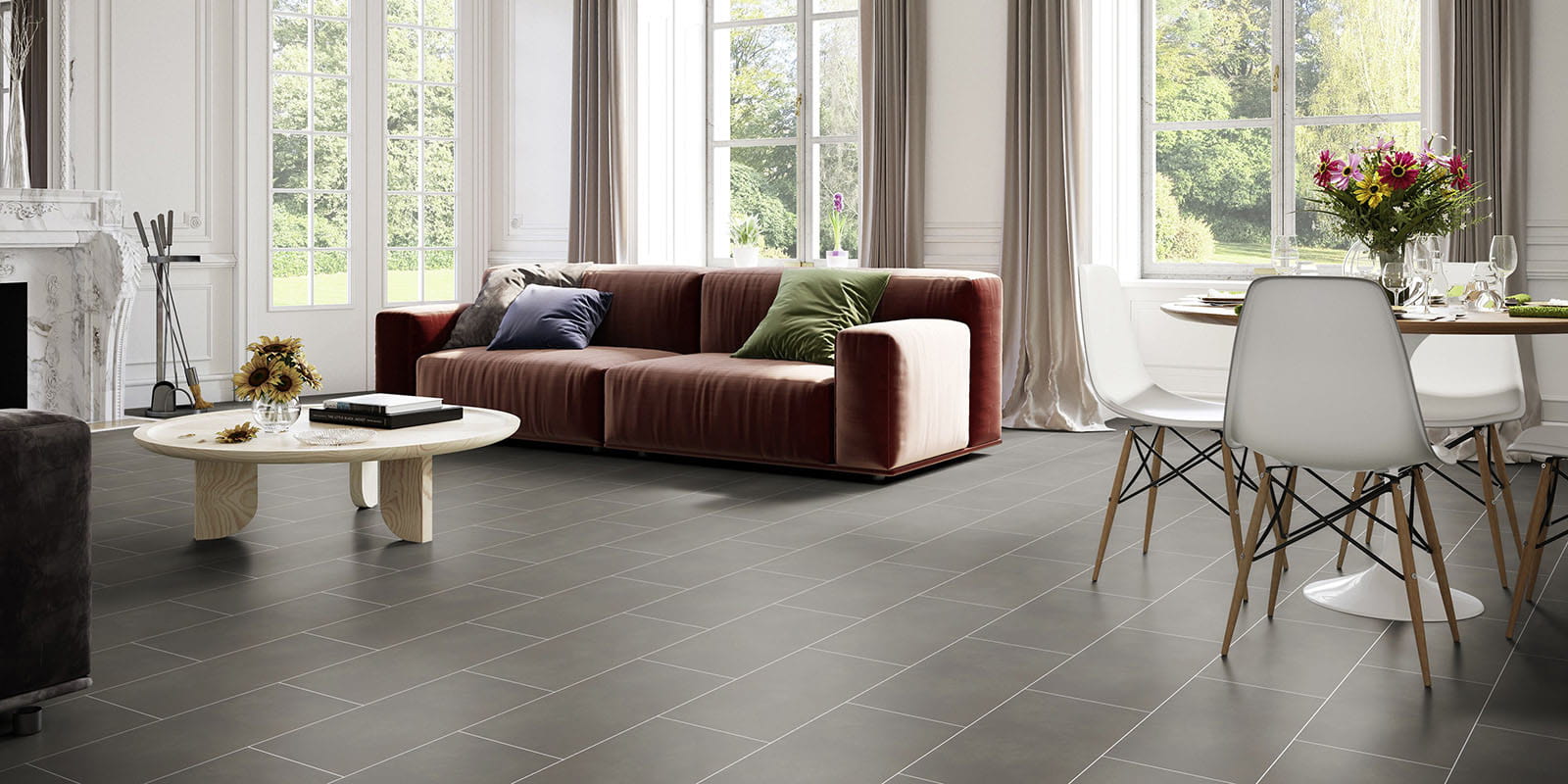 Invictus Maximus Concrete Crush - Charcoal Glue Down LVT Flooring