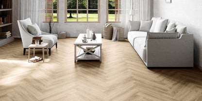 Invictus Maximus Divine Oak Herringbone -  Champagne Glue Down LVT Flooring