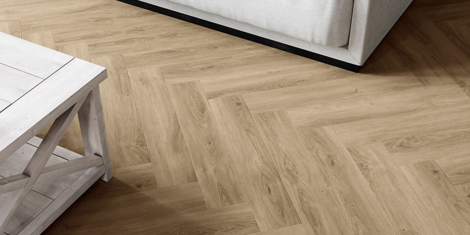 Invictus Maximus Divine Oak Herringbone -  Champagne Glue Down LVT Flooring