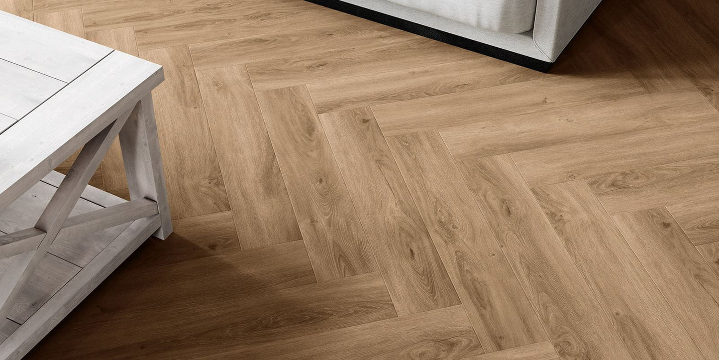Invictus Maximus Divine Oak Herringbone - Cookie Glue Down LVT Flooring