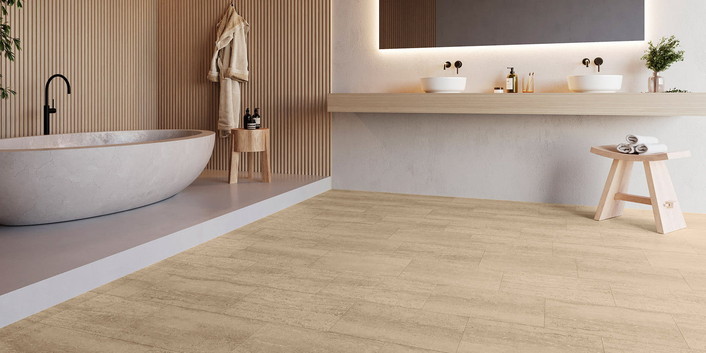 Invictus Maximus Tivoli Stone - Mocha Glue Down LVT Flooring