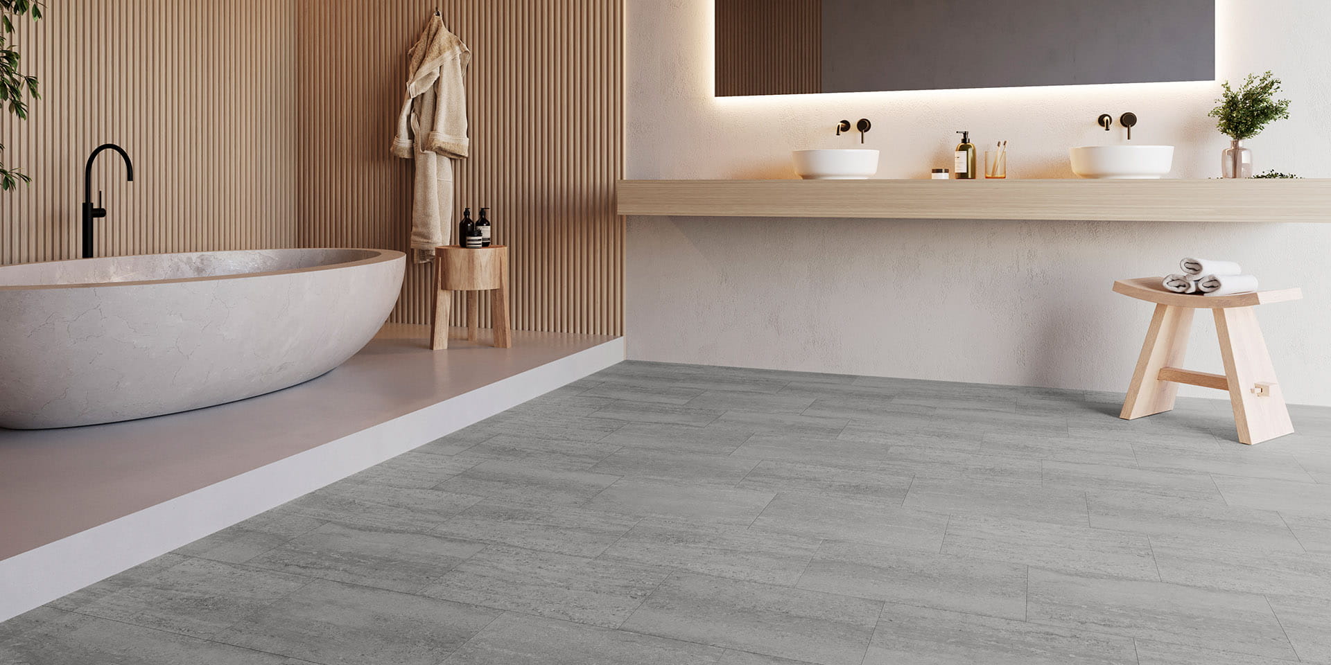 Invictus Maximus Tivoli Stone - Pewter Glue Down LVT Flooring