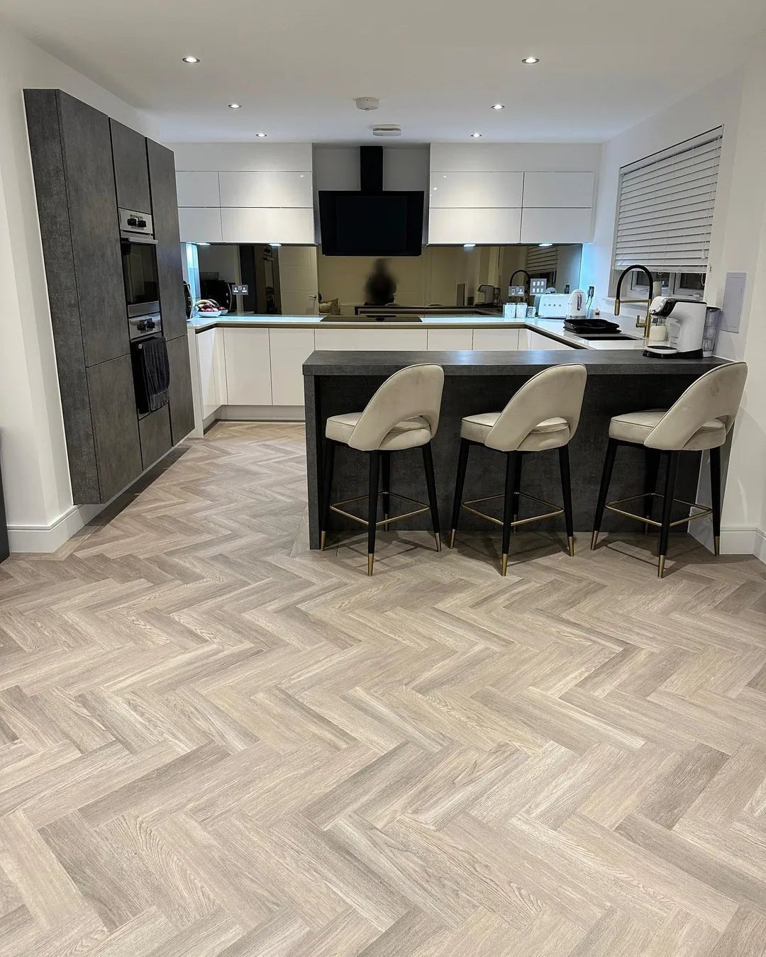 Invictus New England Oak Parquet Misty Maximus Glue Down LVT Flooring