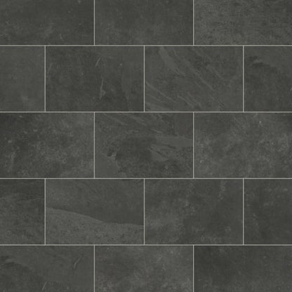 Karndean Knight Tile Black Riven Slate ST15 Stone Tile Glue Down LVT Flooring
