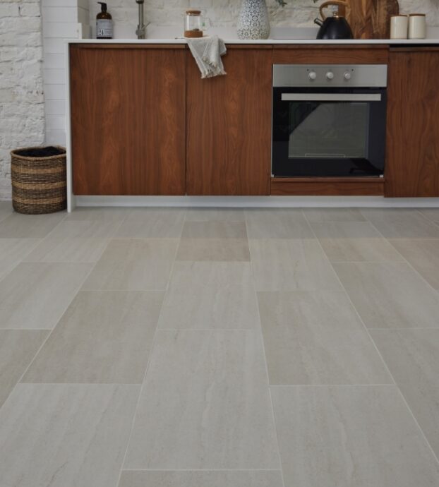 Lattia Kivi Tuscany Travertine Tile Glue Down LVT Flooring