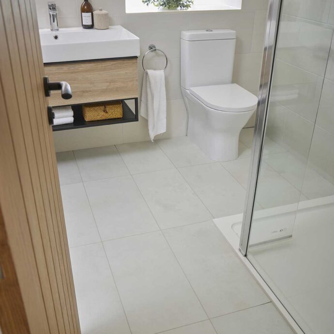 Lattia Kivi Light Limestone Tile Glue Down LVT Flooring