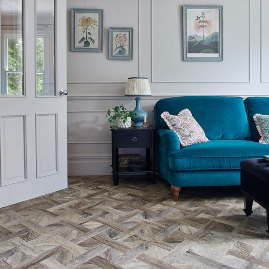 Lattia Metsä Fair Oak Basket Weave Glue Down LVT Flooring