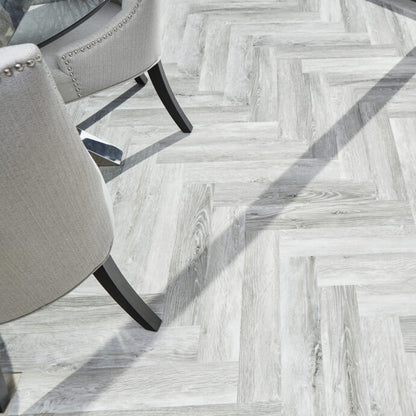 Lattia Metsä Ice Oak Herringbone Glue Down LVT Flooring