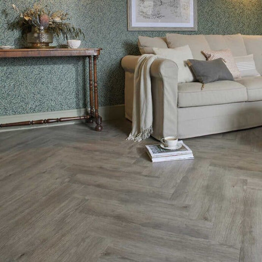 Lattia Metsä Light Fumed Oak Herringbone Glue Down LVT Flooring