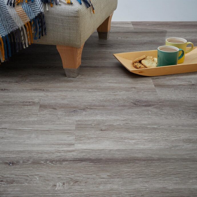 Lattia Metsä Taupe Brushed Oak Plank Glue Down LVT Flooring