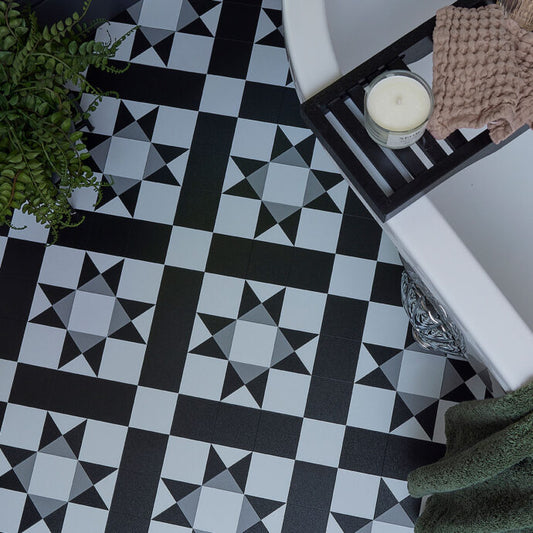 Lattia Talo Koto - Black, Grey, White Glue Down LVT Flooring