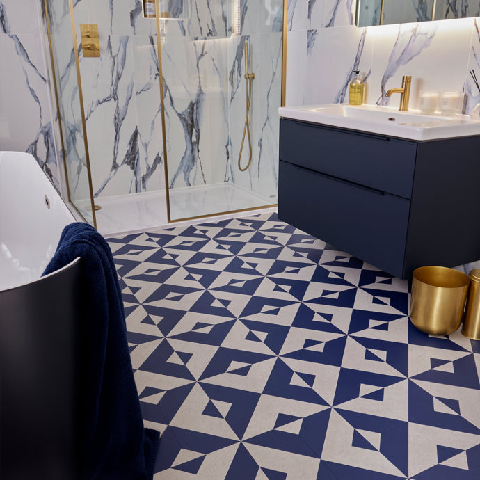 Lattia Talo Kuu - Navy Blue, Greystone Glue Down LVT Flooring