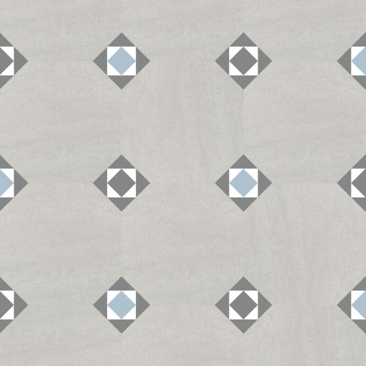 Lattia Talo Tähti - Greystone, Grey, White, Pale Blue Glue Down LVT Flooring