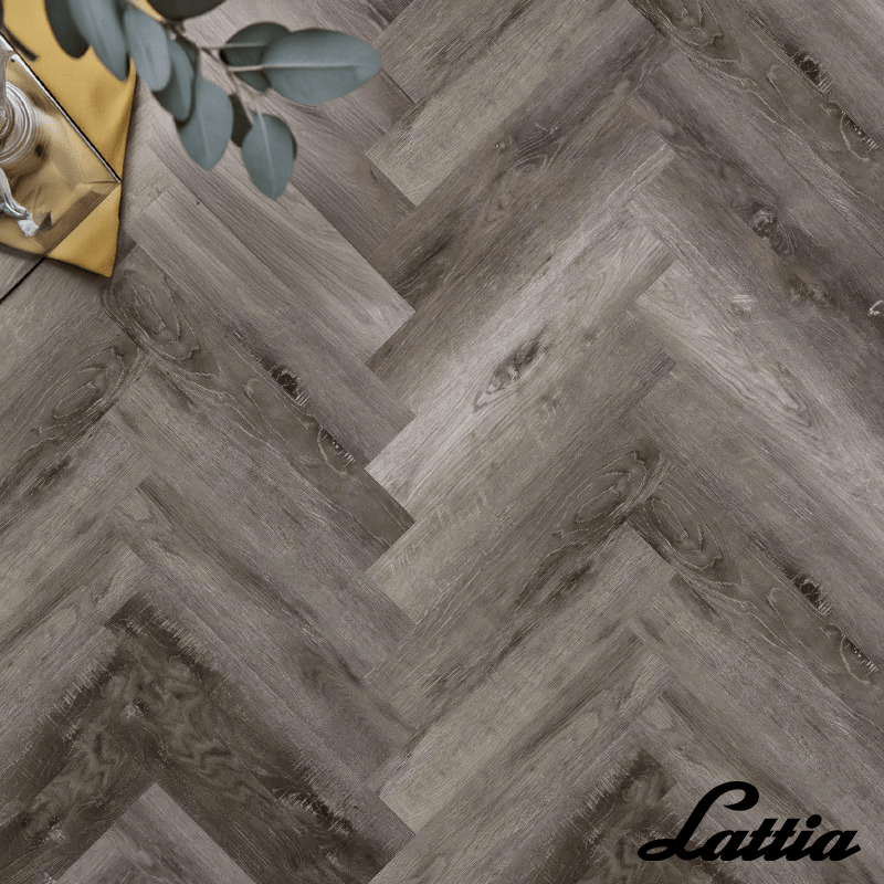 Lattia Vantaa Midnight Fog Herringbone Gluedown LVT Flooring