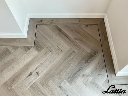 Lattia Vantaa Weimaraner Oak Herringbone Gluedown LVT Flooring