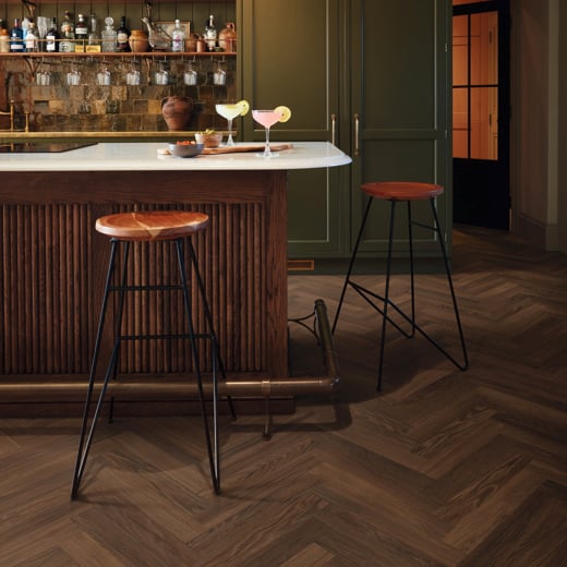 Karndean Knight Tile Nutmeg Limed Oak SM-KP164 Herringbone Glue Down LVT Flooring