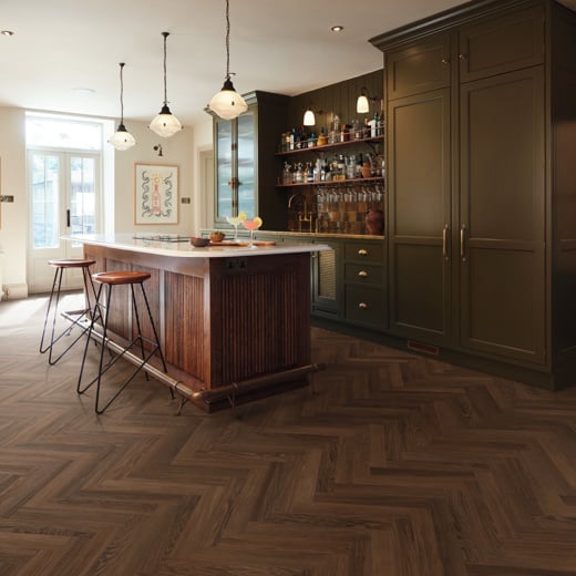 Karndean Knight Tile Nutmeg Limed Oak SM-KP164 Herringbone Glue Down LVT Flooring