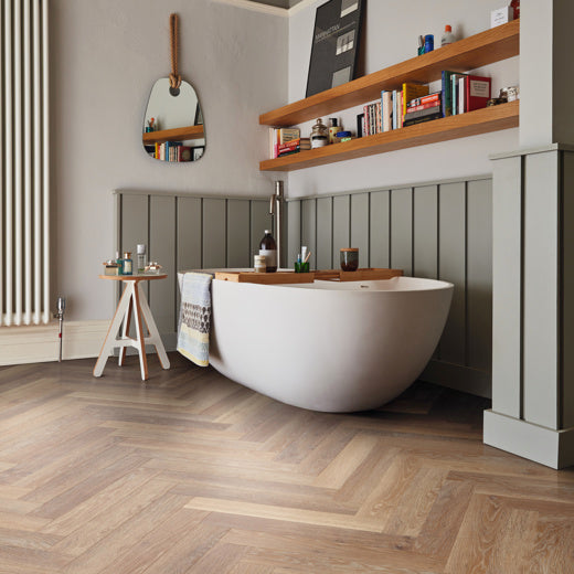 Karndean Knight Tile Pale Limed Oak SM-KP94 Herringbone Glue Down LVT Flooring