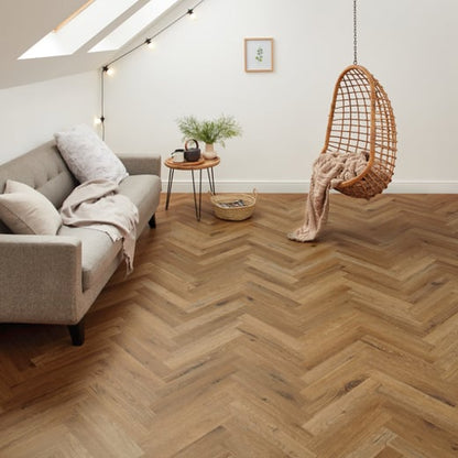 Karndean Knight Tile Traditional Character Oak SM-KP146 Herringbone Glue Down LVT Flooring