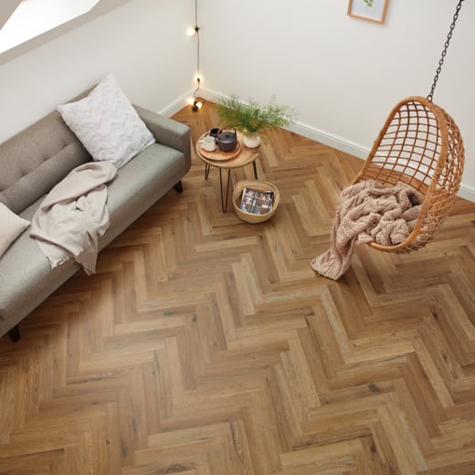 Karndean Knight Tile Traditional Character Oak SM-KP146 Herringbone Glue Down LVT Flooring