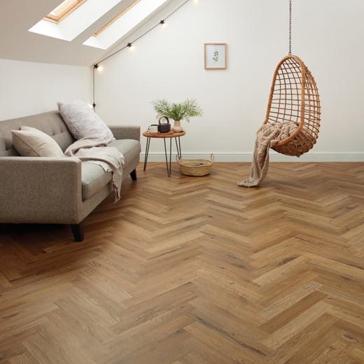 Karndean Knight Tile Traditional Character Oak SM-KP146 Herringbone Glue Down LVT Flooring