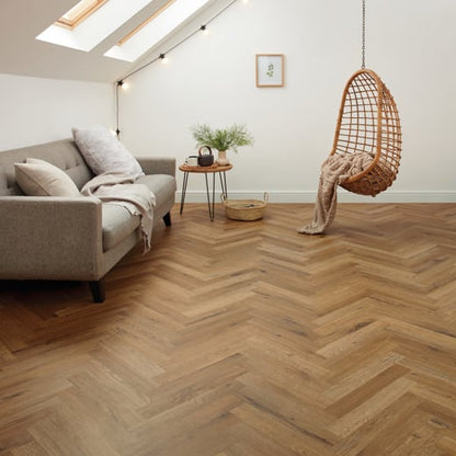 Karndean Knight Tile Traditional Character Oak SM-KP146 Herringbone Glue Down LVT Flooring