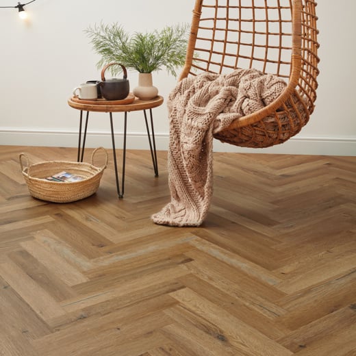 Karndean Knight Tile Traditional Character Oak SM-KP146 Herringbone Glue Down LVT Flooring