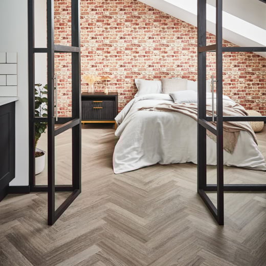 Karndean Knight Tile Grey Studio Oak SM-KP152 Herringbone Glue Down LVT Flooring
