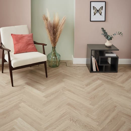Karndean Knight Tile Dutch Limed Oak SM-KP154 Herringbone Glue Down LVT Flooring