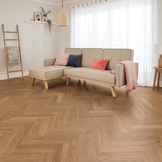 Karndean Knight Tile Honey Limed Oak SM-KP155 Herringbone Glue Down LVT Flooring