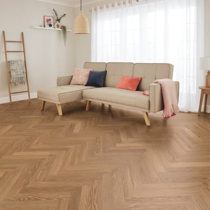Karndean Knight Tile Honey Limed Oak SM-KP155 Herringbone Glue Down LVT Flooring