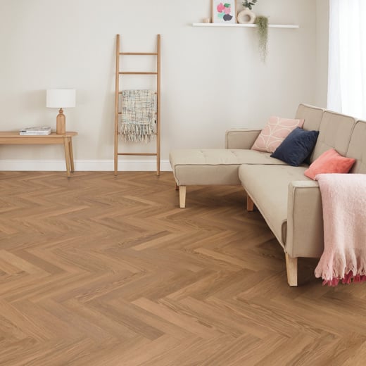 Karndean Knight Tile Honey Limed Oak SM-KP155 Herringbone Glue Down LVT Flooring