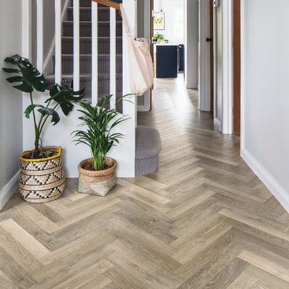 Karndean Knight Tile Lime Washed Oak SM-KP99 Herringbone Glue Down LVT Flooring