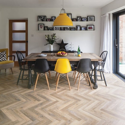 Karndean Knight Tile Lime Washed Oak SM-KP99 Herringbone Glue Down LVT Flooring