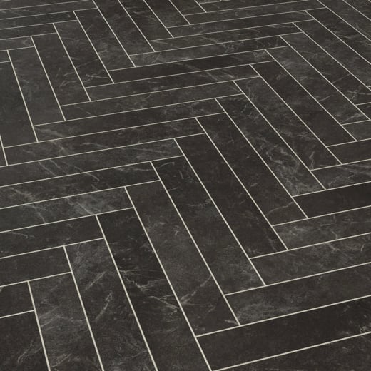 Karndean Knight Tile Midnight Marble SM-ST28 Herringbone Glue Down LVT Flooring