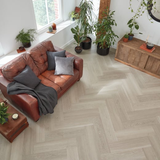 Karndean Van Gogh Grey Brushed Oak SM-VGW120T Herringbone Glue Down LVT Flooring