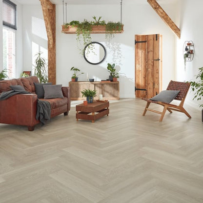 Karndean Van Gogh Grey Brushed Oak SM-VGW120T Herringbone Glue Down LVT Flooring