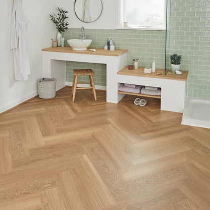 Karndean Van Gogh Warm Brushed Oak SCH-VGW121 Herringbone Rigid Core Click LVT Flooring