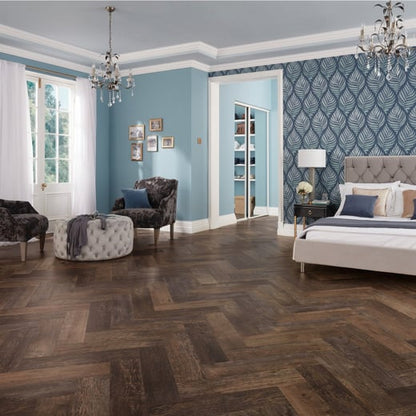 Karndean Van Gogh Salvaged Barnwood SM-VGW123T Herringbone Glue Down LVT Flooring
