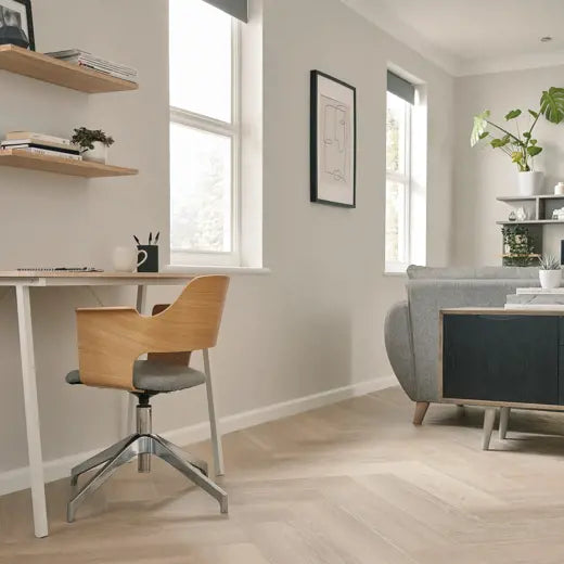 Karndean Van Gogh Neutral Brushed Oak SM-VGW126T Herringbone Glue Down LVT Flooring